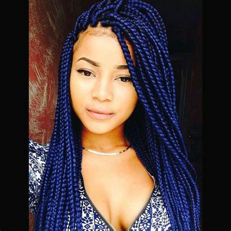 electric blue box braids|blue box braids hairstyles.